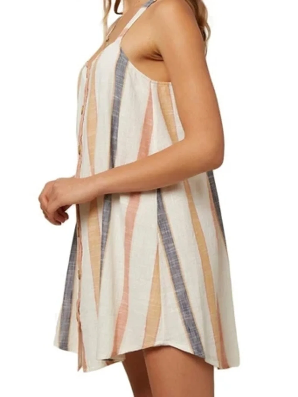 O'Neill Drey Multi Striped Dray Mini Dress Cross Back Straps Size Small NWT - Picture 4 of 10